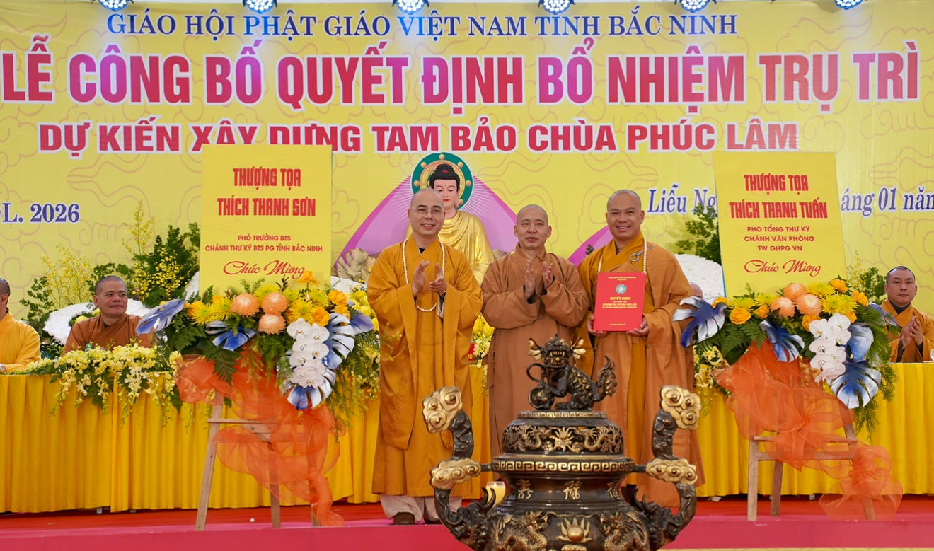 Bắc Ninh: Đại lễ công bố quyết định bổ nhiệm trụ trì & dự kiến xây dựng Tam Bảo chùa Phúc Lâm