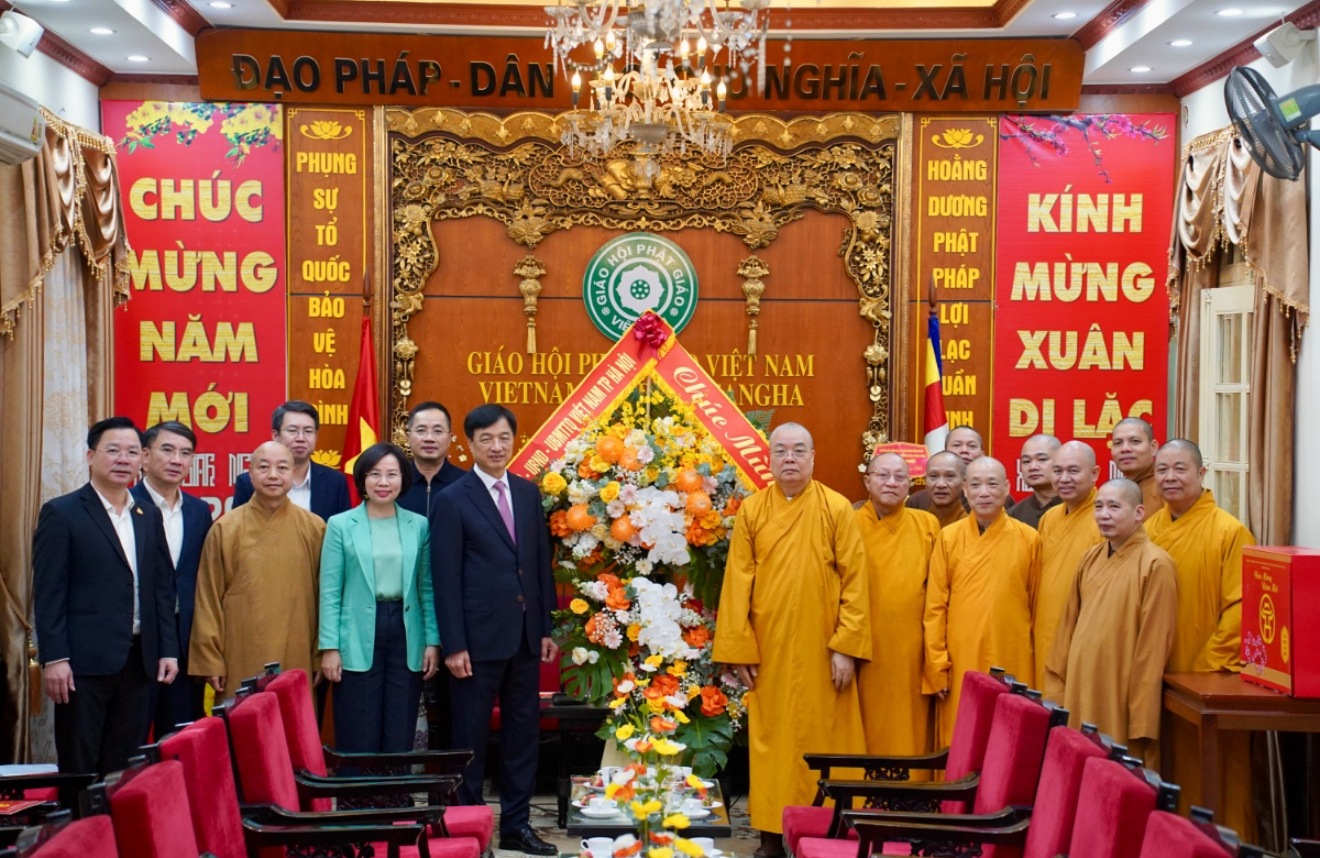 Bí thư Thành ủy Nguyễn Duy Ngọc thăm và chúc Tết Trung ương Giáo hội Phật giáo Việt Nam
