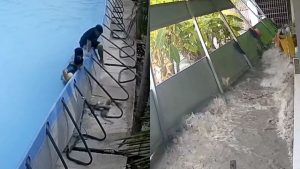 Cảnh &amp;apos;khối nghỉ hè&amp;apos; phá sập hồ bơi, cuốn trôi đồ đạc khiến dân mạng ngẩn ngơ