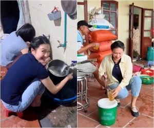 Gái xinh Hà Nội lấy cầu thủ Việt Nam, cảnh về quê vào bếp được chị dâu quay lại hút dân mạng