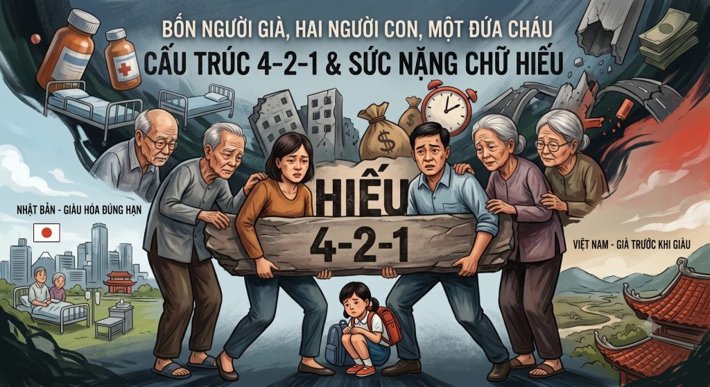 Bốn người già, hai người con, một đứa cháu