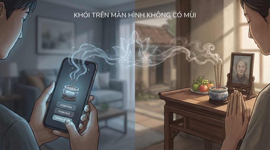Bàn thờ online: Khói trên màn hình không có mùi