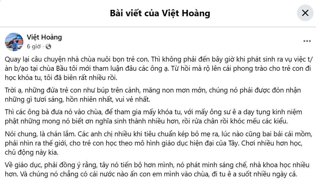 Đừng lấy một chiếc roi để đốt cả ngôi chùa