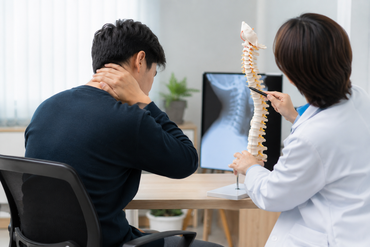 Cúi đầu lướt điện thoại 7 tiếng/ngày, nam thanh niên mắc &amp;apos;cổ rùa&amp;apos;