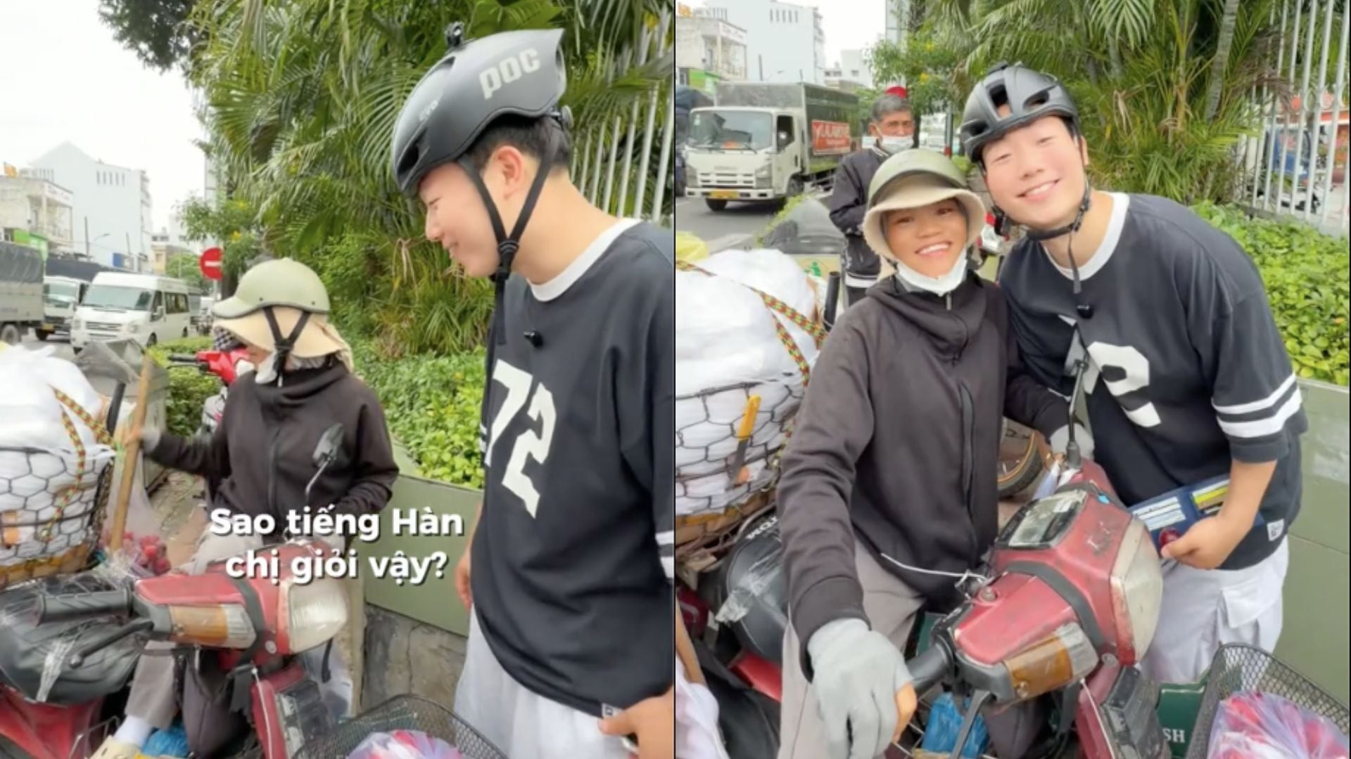 &amp;apos;Sốt&amp;apos; clip khách Hàn nói tiếng Việt với chị bán rong Việt nói tiếng Hàn như gió