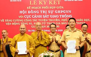Hà Nội: Hội nghị tổng kết 3 năm thực hiện Kế hoạch phối hợp số 1830/KHPH-CSGT-GHPGVN giai đoạn 2023-2026 về tăng cường công tác bảo đảm trật tự, an toàn giao thông và vận động tăng ni, phật tử tham gia