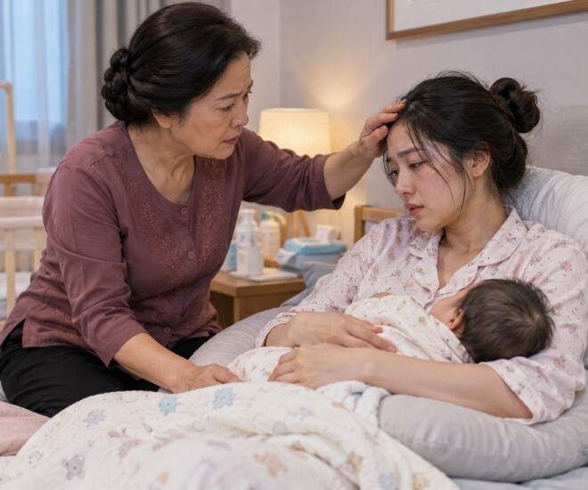 Mẹ chồng sang thăm con dâu mới sinh, vô tình thấy thứ giấu trong nhà vệ sinh thì hốt hoảng gọi con trai về